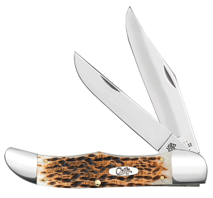 Amber Bone Peach Seed Jig Large Folding Hunter with Sheath 30093