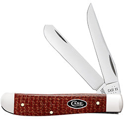 Dark Red Burlap Micarta Smooth Mini Trapper 12271