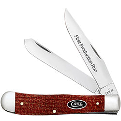 Dark Red Burlap Micarta Smooth Trapper 82270