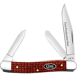 Dark Red Burlap Micarta Smooth Medium Stockman 82272