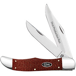 Dark Red Burlap Micarta Smooth Folding Hunter 82274