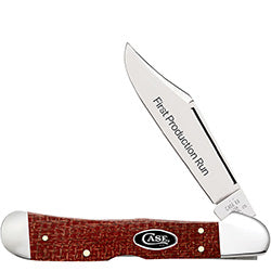Dark Red Burlap Micarta Smooth Copperlock 82276