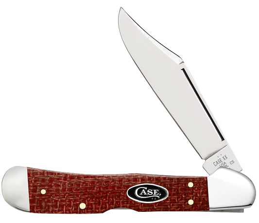 Dark Red Burlap Micarta Smooth Copperlock 12275