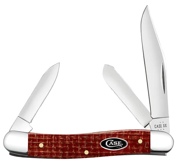 Dark Red Burlap Micarta Smooth Medium Stockman 12272